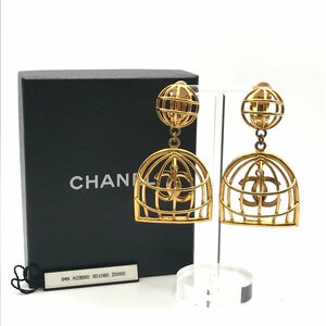 美品 CHANEL シャネル ココマーク 鳥かご ヴィンテージ スイング イヤリング 2 9 ゴールド a1955