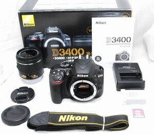 【新品同様 3ショット・付属品完備 SDカード付き】Nikon ニコン D3400 AF-P 18-55mm VR