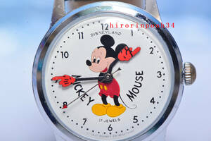 ヴィンテージ　 DISNEYLAND　最高級17石　ミッキーマウス手巻時計　スケルトン　ハミルトン製　　ディズニー