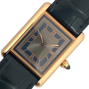 カルティエ Cartier タンク ルイ カルティエ LM WGTA0058 グレー K18PG/革ベルト 腕時計 レディース 中古