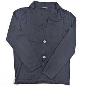 【美品】BEAMS F/ビームスエフ カーディガン サイズ 48 ネイビー ウール100% ニット セーター 長袖 メンズ F01
