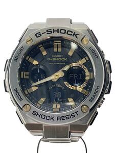 CASIO◆ソーラー腕時計・G-SHOCK/デジアナ/ステンレス/SLV/SLV