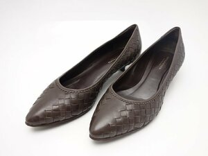 BOTTEGA VENETA ボッテガ・ヴェネタ　イントレチャート　パンプス 茶　レザー　レディース　靴 36 1/2　中古　送料無料　【質屋出品】