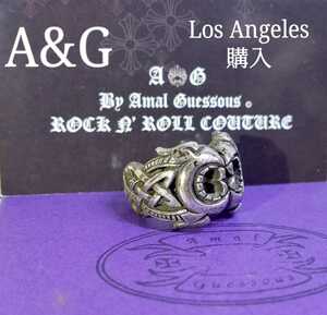 即決 日本未発売 A&G ロサンゼルス購入　シルバーリング 指輪 メルローズ通り路面店 鯉モチーフ シルバー925 サイズ20号相当 Amal Guessous