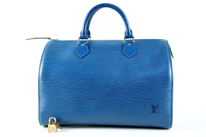 【新品同様・未使用】LOUIS VUITTON ヴィトン スピーディ30 エピ ブルー ハンドバッグ ミニボストン ブランド鞄【JB18】