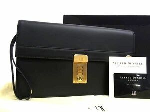 ■新品■未使用■ dunhill ダンヒル レザー ダイヤルロック式 クラッチバッグ セカンドバッグ メンズ ブラック系 BJ1475