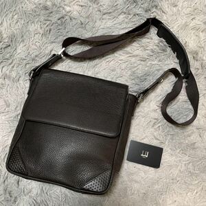 極美品 dunhill ダンヒル ショルダーバッグ ボディバッグ バック カバン 鞄 サコッシュ ビジネスバッグ オールレザー 斜め掛け可能 メンズ