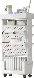 LINECY 本棚 5段 キャスター付き 大容量 スリム プラスチック 組立簡単 省スペース ホワイト