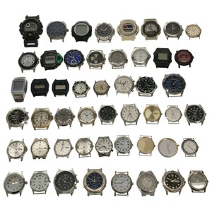 【腕時計 フェイスのみ 50個まとめ】SEIKO CITIZEN CASIO CYMA 等 手巻 ソーラー デイデイト ムーンフェイス クロノグラフ 動作未確認 T776