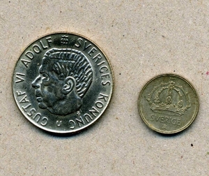 ★スウェーデン 古い 銀貨 2枚 KING GUSTAF VI. ★EL-45