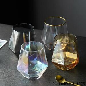 【一つです】グラス 　ロックグラス　ウイスキーグラス　幾何学的　コップ　コーヒー　ミルクティー