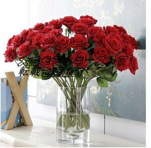 大量25本 バラ 高級造花 アートフラワー シルクフラワー 花束 薔薇 ローズ アレンジメント ブーケ プレゼント お祝い 結婚式 赤 z1303