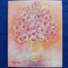 油絵 花の絵 「ルビーの輝き」F3号 （匿名配送）