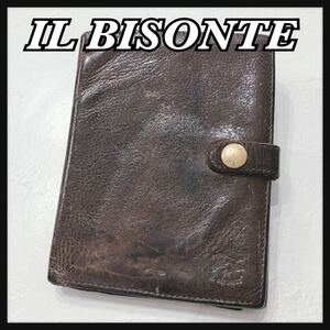 ☆ILBISONTE☆ イルビゾンテ 折り財布 二つ折り財布 財布 ウォレット ブラウン 茶色 レザー 本革 ロゴ シンプル メンズ 男性 送料無料