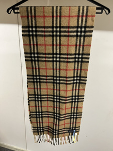 【RI27】英国製 Burberry’s バーバリー 定番人気 ノバチェック CASHMERE カシミヤ100％ マフラー ブラウンチェック クリーニング済み