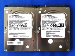 ■エラーなし■ ２個　[2.5インチ　SATA　500G　7mm]　東芝　MQ01ABF050