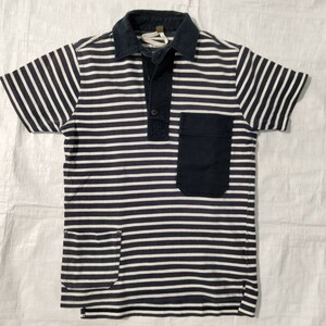 ナイジェルケーボン Nigel Cabourn マリンポロ MARINE POLO 半袖　ボーダー　ポケット付　ポロシャツ　44 ナイジェル　ケーボン　ポロ　