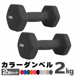 未使用 ダンベル 2kg 2個セットカラーダンベル 鉄アレイ ダンベル コンパクト おしゃれ かわいい カラフルダンベル エクササイズ 筋トレ