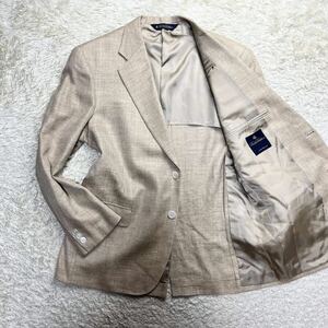 【美品】 Brooks Brothers ブルックスブラザーズ リネン シルク 麻 絹 ヘリンボーン メンズ テーラードジャケット ジャケット ベージュ XL