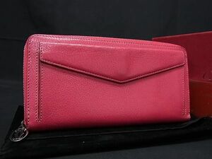 1円 ■美品■ Cartier カルティエ レザー ラウンドファスナー 長財布 ウォレット 札入れ 小銭入れ レディース ピンク系 BJ2480