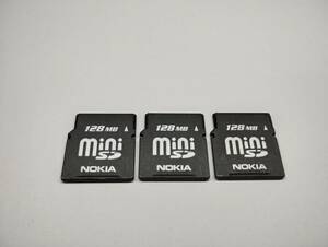 3枚セット　128MB　メガバイト　NOKIA　miniSDカード　メモリーカード　ミニSDカード