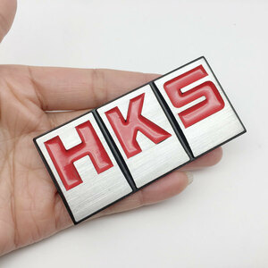 【送料込】HKS 3Dエンブレムプレート(文字：赤) 4 縦3.6cm×横7.9cm アルミ製 チューニング カスタム エッチ・ケー・エス
