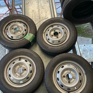 ダンロップ　EC201 155/70R12　2016年製　　　　中古夏タイヤスチールホイール 12×4J 4H-100 4本セット ノーマルタイヤ軽自動車等