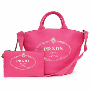 （新品・未使用品）プラダ PRADA 2WAY トート ショルダーハンドバッグ CANAPA キャンバス PEONIA ピオニア ピンク シルバー金具 1BG163