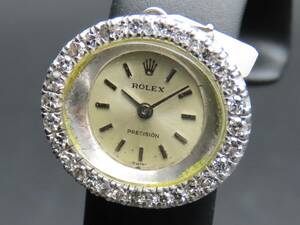 1円! 稼動品★ROLEX ロレックス プレシジョン 2148 18金 WG 金無垢 総重量9.4g 手巻き Cal.1400 ダイヤベゼル レディース腕時計 TTKLG5645