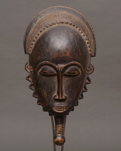 アフリカ　コートジボワール　バウレ族　マスク　仮面　No.420　木彫り　アフリカンアート　彫刻　プリミティブアート　エスニック　民族