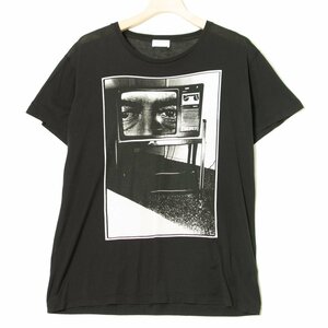 【1円スタート】メール便○ SAINT LAURENT サンローラン クルーネック半袖Tシャツ トップス 綿100％ 薄地 ハイブランド 黒 S イタリア製