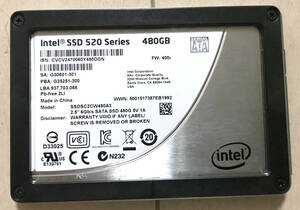 Intel SSD 520 Series 480GB 美品・完動品・中古 ワンオーナー 貴重 放送業務 (ブラックマジック 旧HyperDeckStudioProで動作確認)