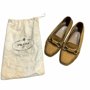 ◆中古品◆ PRADA プラダ ドライビングシューズ 靴 レディース シューズ ブラウン系 茶色 サイズ表記 35 保存袋有 J53623NA
