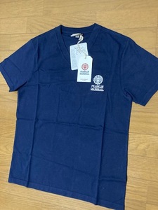 新品 タグ付き Franklin & Marshall フランクリン＆マーシャル Vネック Tシャツ XSサイズ NAVY ネイビー ワンポイントエンブレム