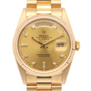 ロレックス デイデイト オイスターパーペチュアル 腕時計 時計 18金 K18イエローゴールド 18238 自動巻き メンズ 1年保証 ROLEX 中古