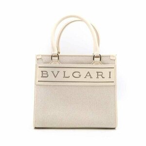 BVLGARI ブルガリ 21AW ロゴキャンバスレザー2WAYショルダートートバッグ スモール アイボリー IT6SU2EQKRE5