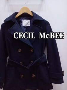 ★H043 CECIL McBEE セシル・マクビー コート トレンチコート レディースM 紺色系 