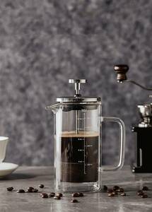 コーヒープレス 二重耐熱ガラス構造　フレンチプレス コーヒーメーカーブレイクタイム 朝食　コーヒー プレス式　保温 ドリッパー