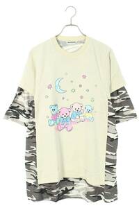 バレンシアガ BALENCIAGA 22SS 641584 TJVI1 サイズ:S ベアプリントカモ柄ドッキングTシャツ 中古 OM10