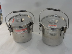 TTOWN★ リサイクル 2個セット クローバー ステンレス製 パッキン汁食缶 18㎝ 業務用　B-36