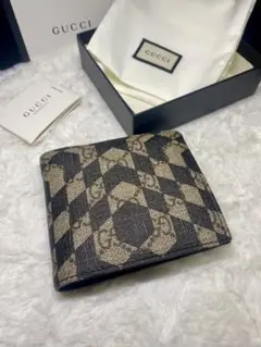 GUCCI グッチ  GGスプリーム PVC & 本革 二つ折 財布