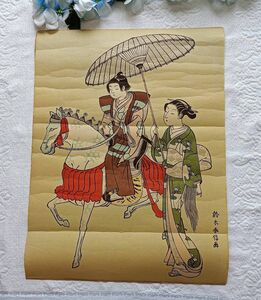 昭和レトロ 鈴木春信 Suzuki Harunobu レア図柄 乗馬の若君 美人画 木版画 リトグラフ 浮世絵 錦絵 Ukiyo-e Nishiki-e Japanese art