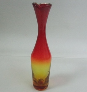 ビンテージ BLENKO GLASS ブレンコガラス ベース 花瓶 置物 赤橙色 手拭きガラス HAND CRAFT 60s 70s ミッドセンチュリー アメリカ雑貨