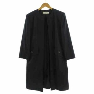 ジバンシィ GIVENCHY コート ノーカラー ロング丈 羽織り ウール ネイビー 紺 12 レディース