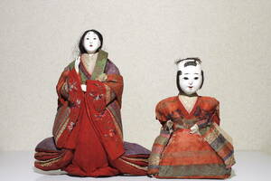 【游】明治時代 雛人形 囃子 | お内裏様 御所人形 日本人形 京人形 市松人形 置物 和室 床の間 雛祭り 雛飾り 古布 襤褸 骨董 古美術