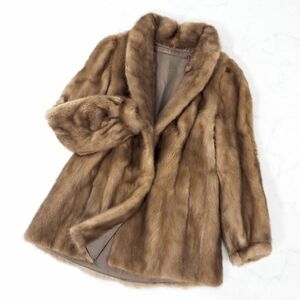 4-ZDF316 パステルミンク MINK ミンクファー 最高級毛皮 ハーフコート ショールカラー 毛質 艶やか 柔らか ブラウン レディース
