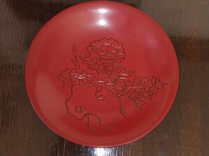 A1073村上木彫堆朱 菓子器 鉢 漆器 木彫 村上直径/29,5cm