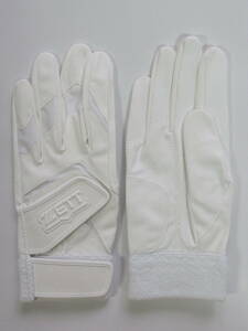 限定品◆ゼット◆高校野球対応バッティング手袋両手用　ホワイト／M　ダブルベルト