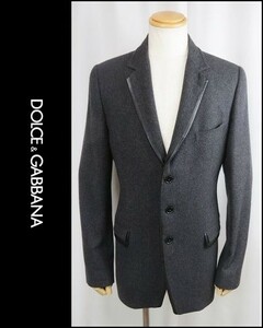 ■＜極美品＞ドル&ガバ＜DOLCE&GABBAN／MARTINI：Notch de lapel＞Angola Wool piping Leather designer