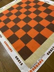 デッドストック NOS オレンジ/ブラウン vintage CHESS CHECKERS 入手困難 USA製 ビンテージバンダナ RN14193 B05093